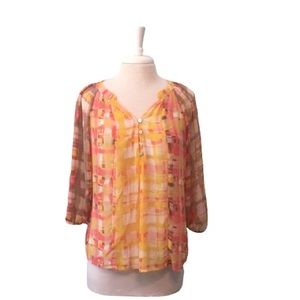 Fig & Flower Semi-Sheer Blouse by Anthropologie S